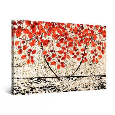 Canvas Wall Art - Abstract - Red Leaves on Early Branches