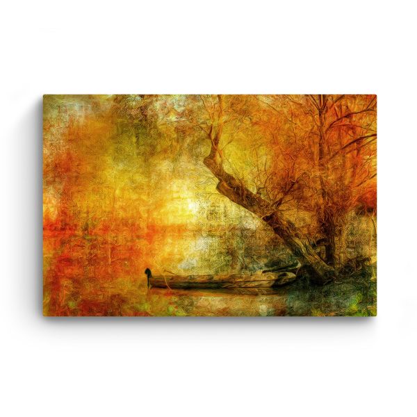 Canvas Wall Art - Boat Lake and Tree