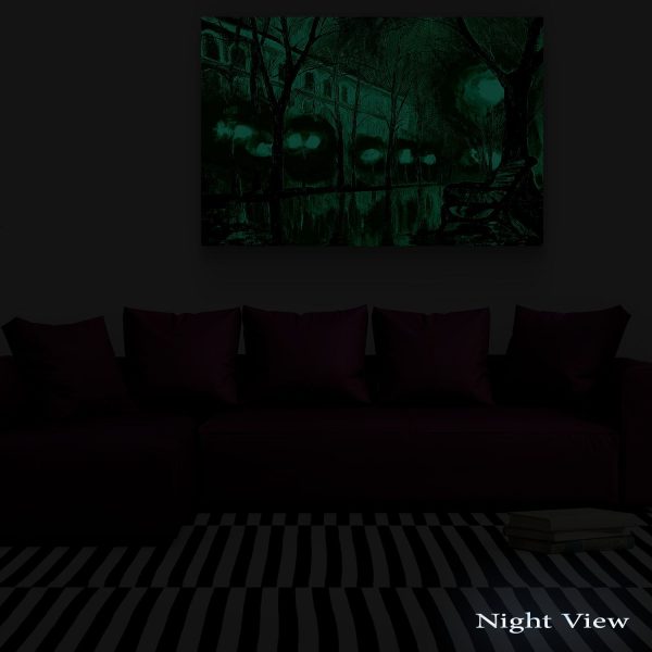 Canvas Wall Art - Black and White Night Lights of the City