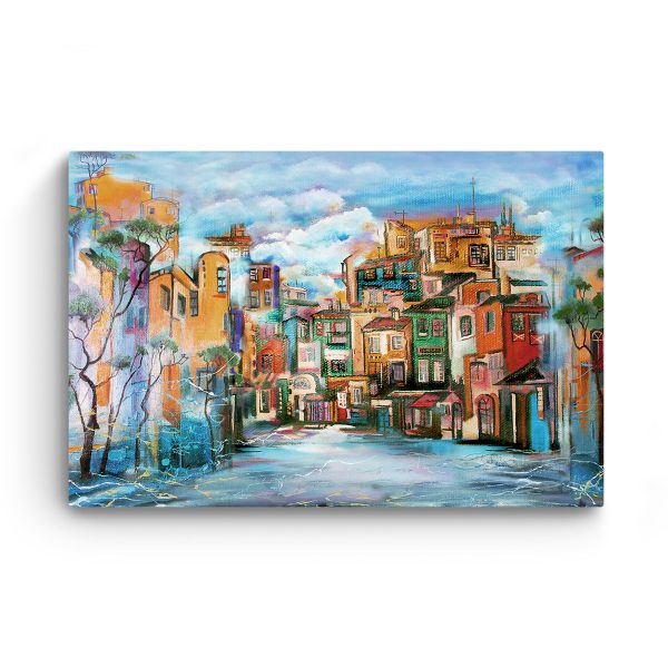 Canvas Wall Art - Multicolor City Houses