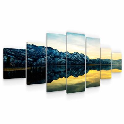 Huge Canvas Wall Art - Mirror Lake Set of 7 Panels