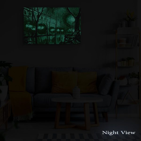 Canvas Wall Art - Black and White Night Lights of the City