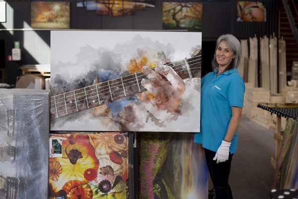 Canvas Wall Art - Grunge Guitar Man Playing Watercolor