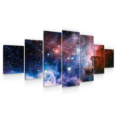 Huge Canvas Wall Art - Awesome Space II Set of 7 Panels