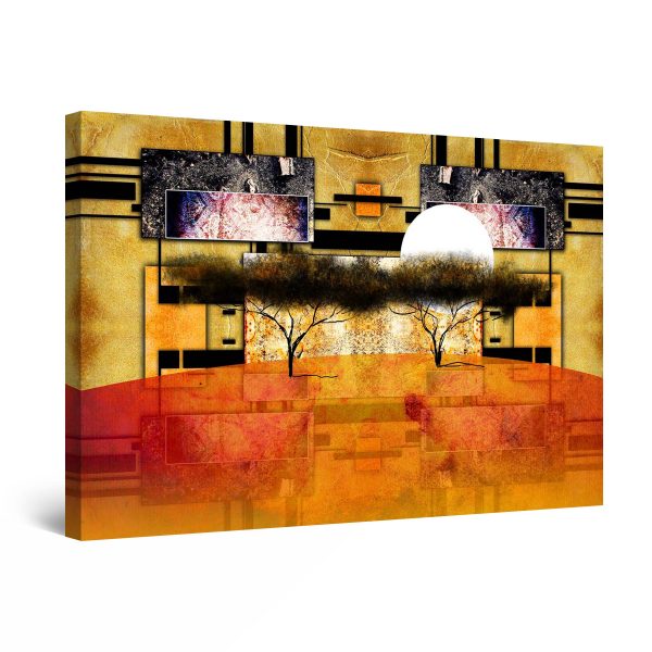 Canvas Wall Art - Abstract Brown Geometry and Trees
