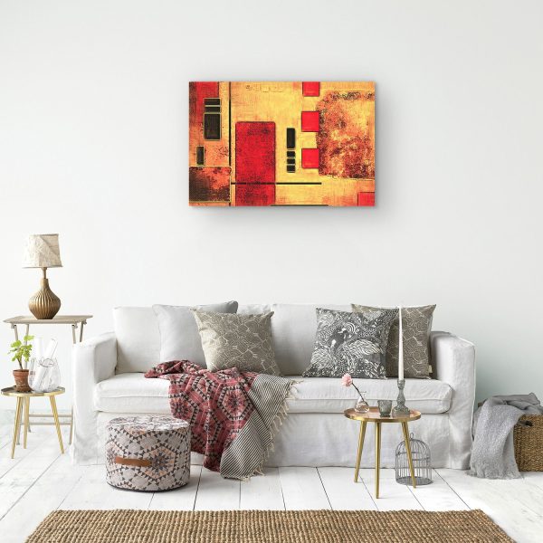 Canvas Wall Art - Abstract Red Black Geometric