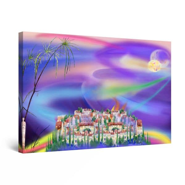 Canvas Wall Art - Abstract - Futuristic World and Purple Sky