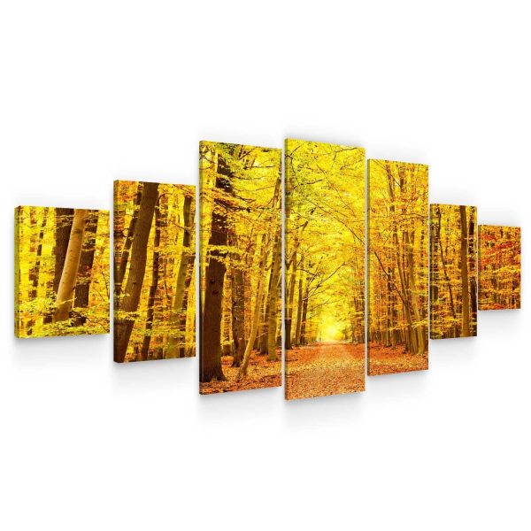 Huge Canvas Wall Art - Autumn Forest Set of 7 Panels