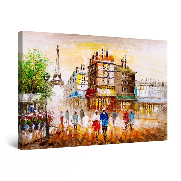 Canvas Wall Art - Cityscape Paris Europe Painting Colored