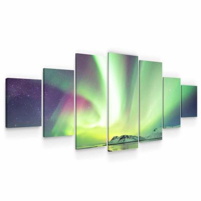 Huge Canvas Wall Art - Aurora Borealis Set of 7 Panels