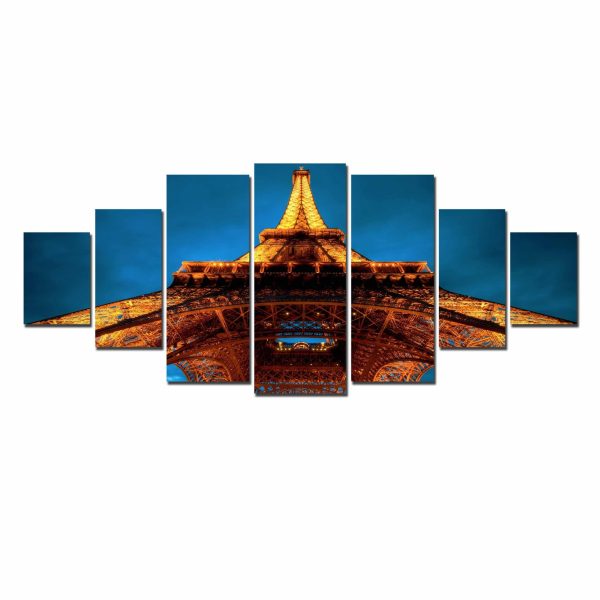 Huge Canvas Wall Art - Eiffel Tower Set of 7 Panels