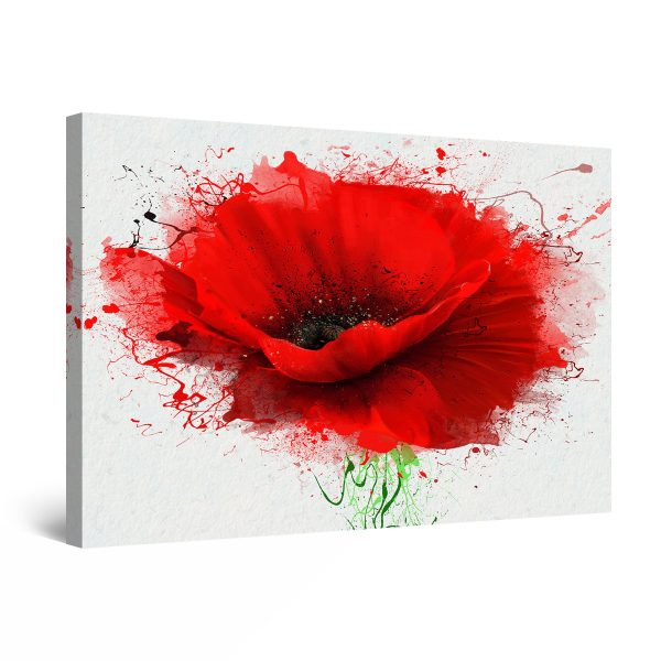 Canvas Wall Art - Red Poppy Abstract Flowers