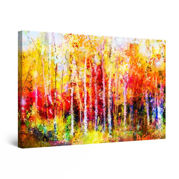 Canvas Wall Art - Abstract - Colored Landscape Forest Trees Italy