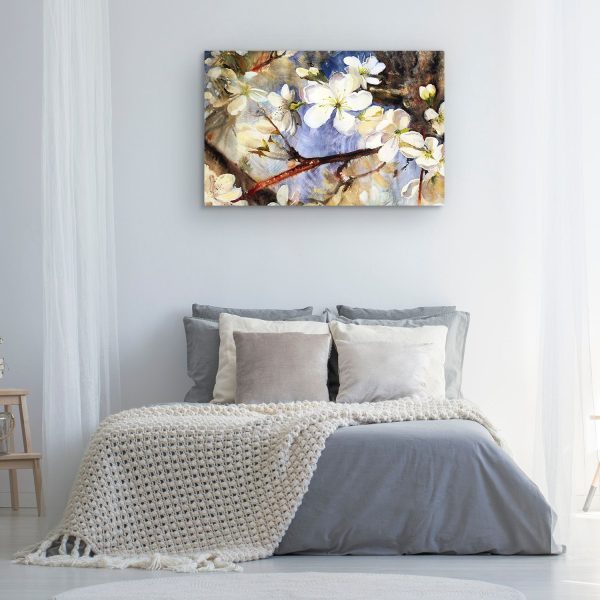Canvas Wall Art - White Flowers and Branches