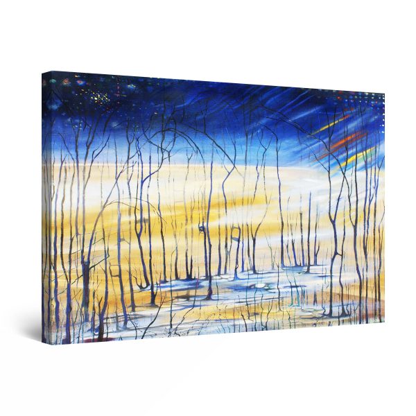 Canvas Wall Art - Surreal Blue Navy Sky and Landscape