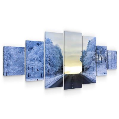 Huge Canvas Wall Art - Frozen Road Set of 7 Panels