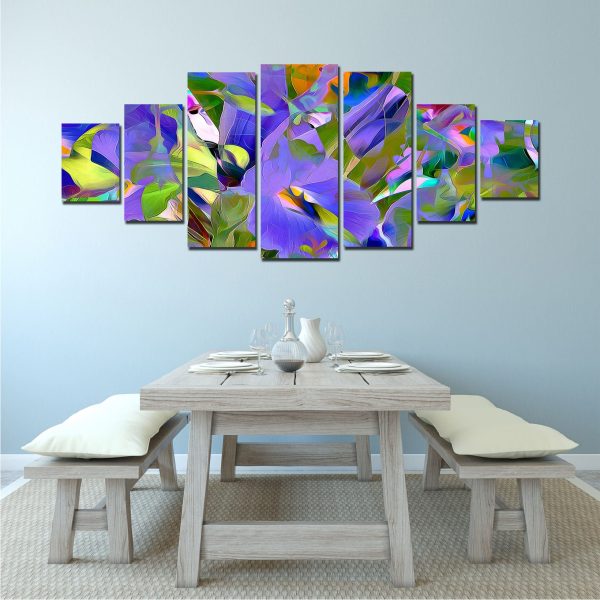 Huge Canvas Wall Art - Abstrakt Lily Flower Set of 7 Panels