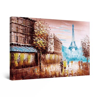 Canvas Wall Art - Teal Eiffel Tower Paris France