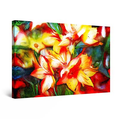 Canvas Wall Art - Clear Colors Flowers Red Yellow