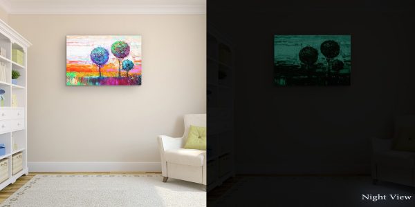 Canvas Wall Art - Three Multi Color Abstract Trees