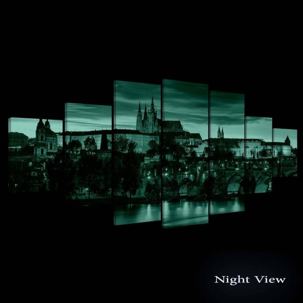 Huge Canvas Wall Art - Prague Castle From Old Town Set of 7 Panels