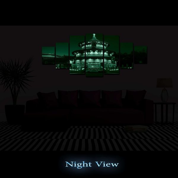 Huge Canvas Wall Art - Temple of Heaven At Night Set of 7 Panels