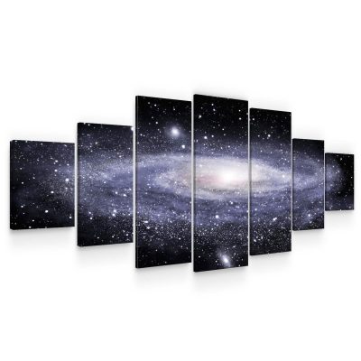 Huge Canvas Wall Art - Spiral Galaxy Set of 7 Panels