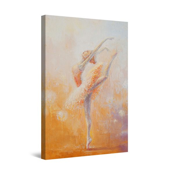 Canvas Wall Art - Orange Ballerina in Dance Position