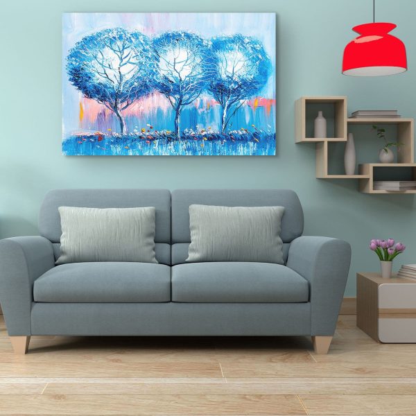 Canvas Wall Art - Abstract - Blue Landscape, Trees over Time