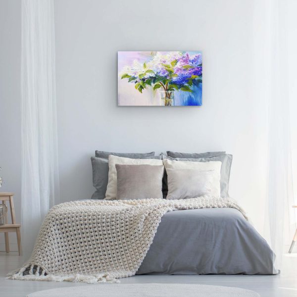 Canvas Wall Art - White Blue Lilac Flowers
