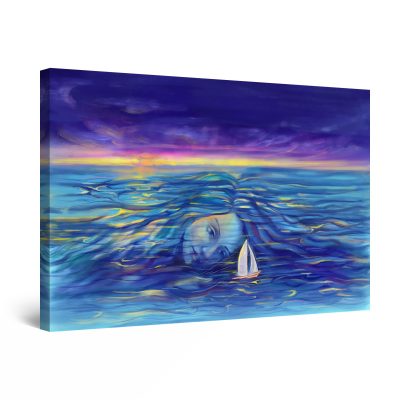 Canvas Wall Art - Woman and Sea Dream Fantasy