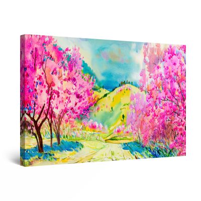Canvas Wall Art - Abstract - On the Blooming Trees Fields, Pastel Colors Painting
