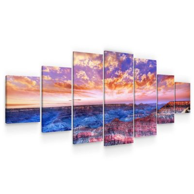 Huge Canvas Wall Art - Grand Canyon View At Sunset Set 7 Panels