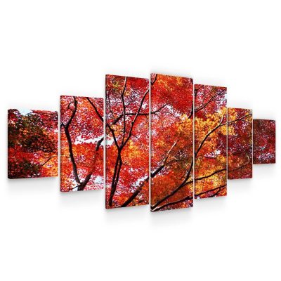 Huge Canvas Wall Art - Autumn Leaves Set of 7 Panels