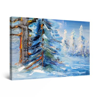 Canvas Wall Art - Idyllic Winter Landscape and Fir