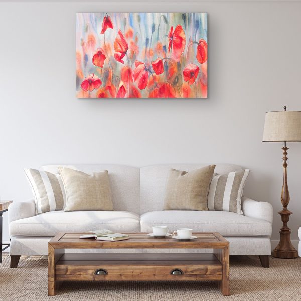Canvas Wall Art - Watercolor Poppies Red Flowers