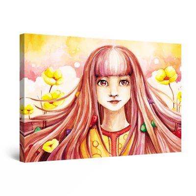 Canvas Wall Art - Red Girl with Long Hair