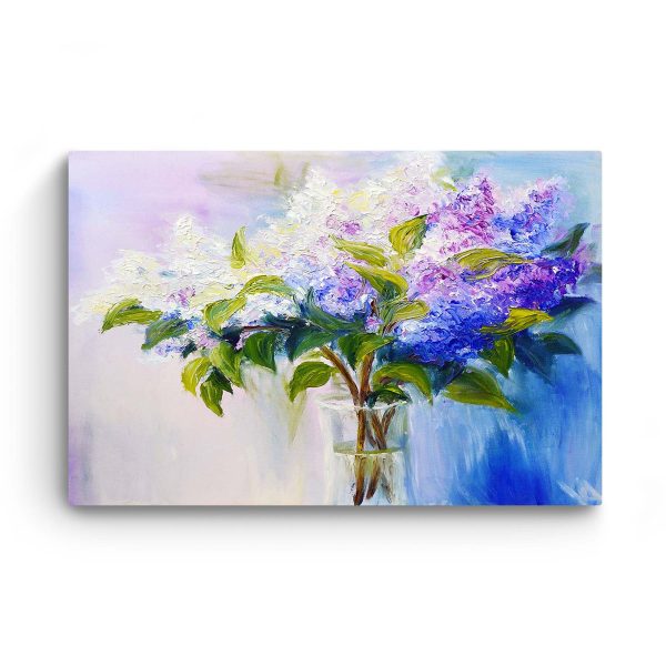 Canvas Wall Art - White Blue Lilac Flowers