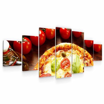 Huge Canvas Wall Art - Delicious Tasty Pizza Set of 7 Panels