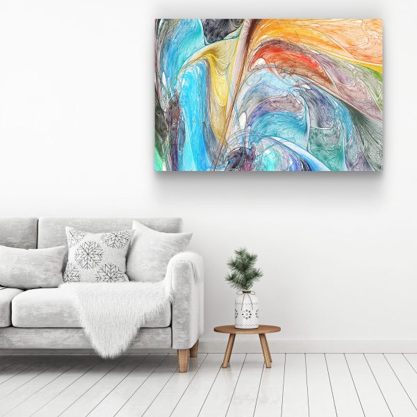 Canvas Wall Art - Multicolor Abstract Waves Painting