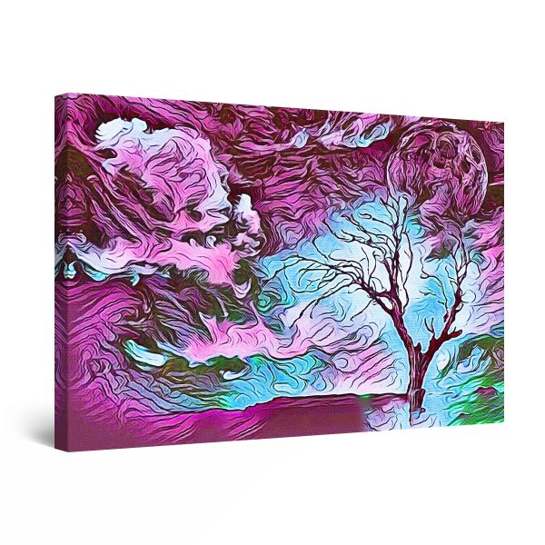 Canvas Wall Art - Abstract Purple Sky and Tree