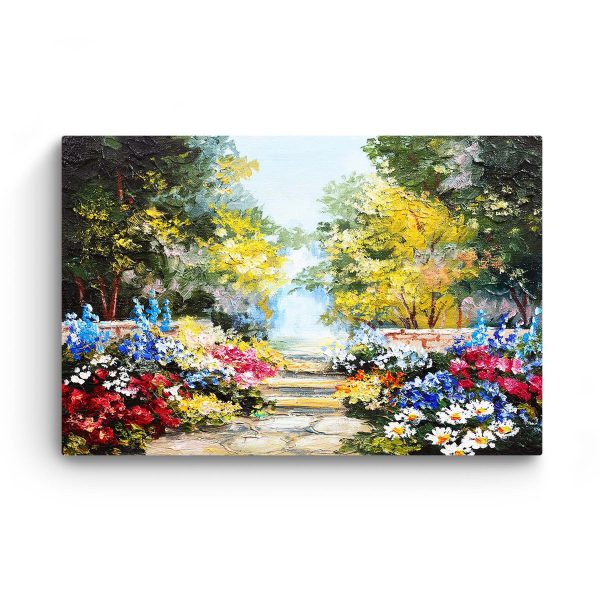 Canvas Wall Art - Colored Flowers in Garden