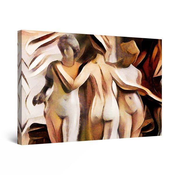 Canvas Wall Art - Nude Women Statues Brown