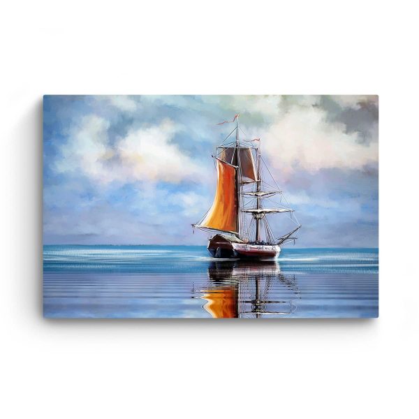 Canvas Wall Art - Abstract - The Sole Fishing Boat, Orange Detail Painting