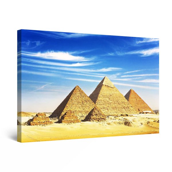 Canvas Wall Art - Blue Sky and Egypt Pyramids