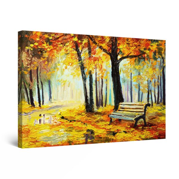 Canvas Wall Art - Bench in Park Yellow