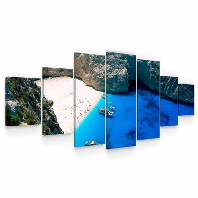 Huge Canvas Wall Art - Blue Laguna Set of 7 Panels