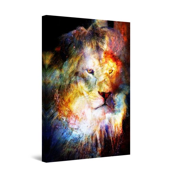 Canvas Wall Art - Abstract - Colored Lion Artistic Painting