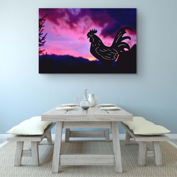 Canvas Wall Art - Fire Purple Sky and Iron Cock