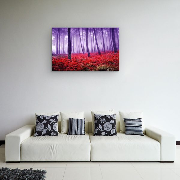 Canvas Wall Art - Purple Red Forest Landscape